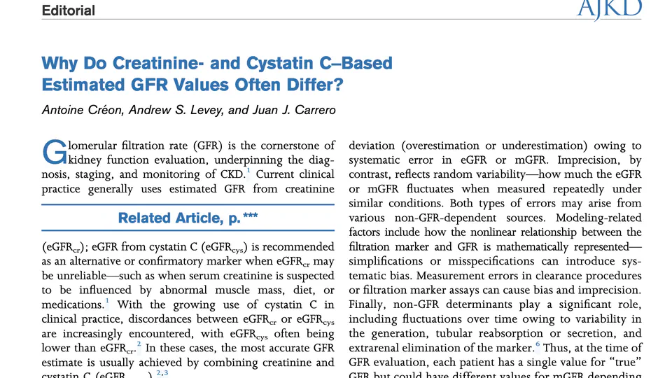 Why Do Creatinine- and Cystatin C-Based Estimated GFR Values Often Differ?