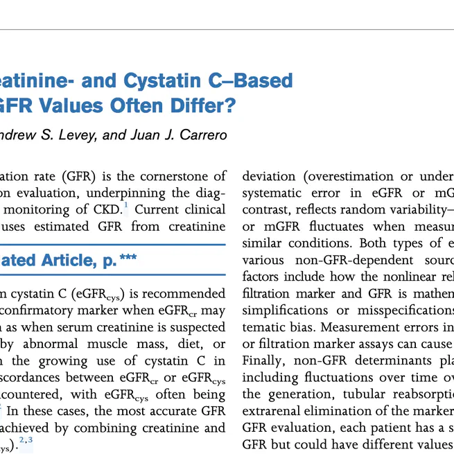 Why Do Creatinine- and Cystatin C-Based Estimated GFR Values Often Differ?